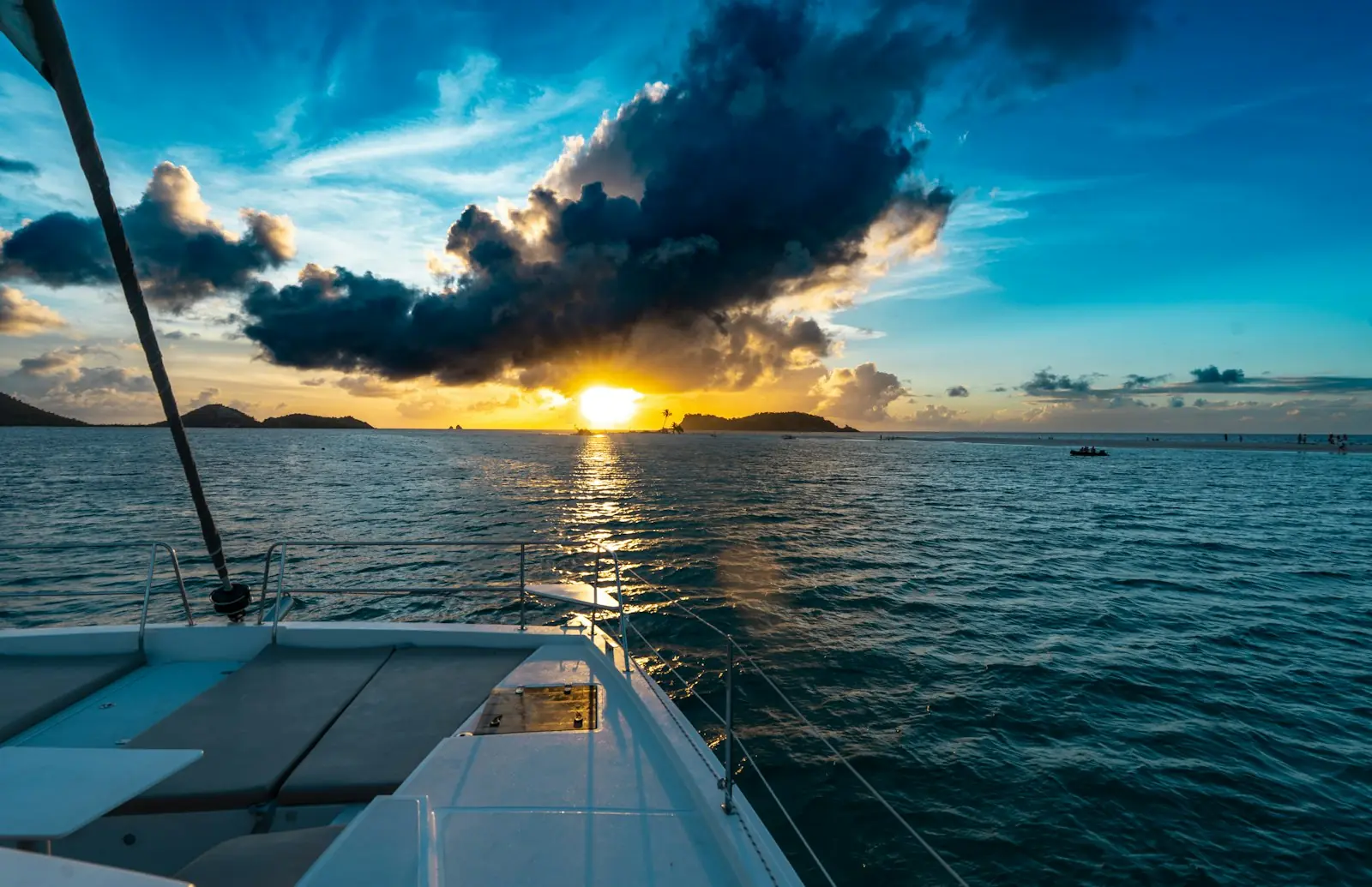 Sunset over the sea from the deck of a phinisi